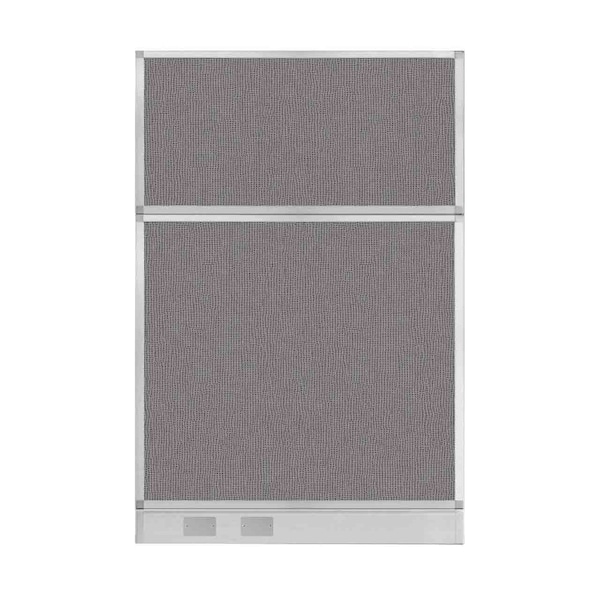 Hush Panel Configurable Cubicle Partition 4' x 6' Slate Fabric w/ Cable Channel